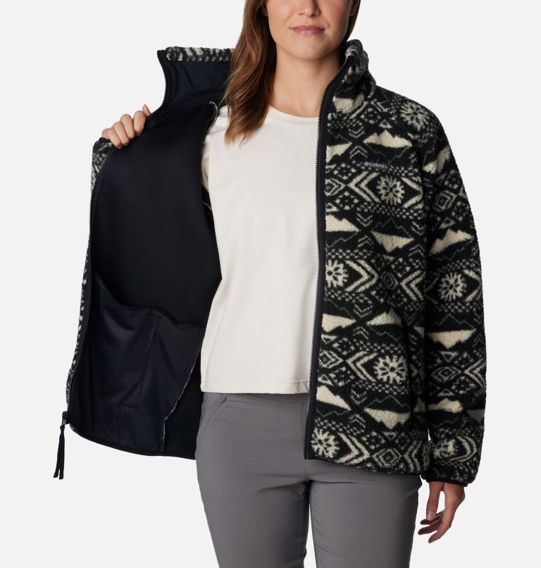Thumbnail: Women's Winter Warmth Heavyweight Fleece Jacket, Color: Black Checkered Peaks Tonal, image 5