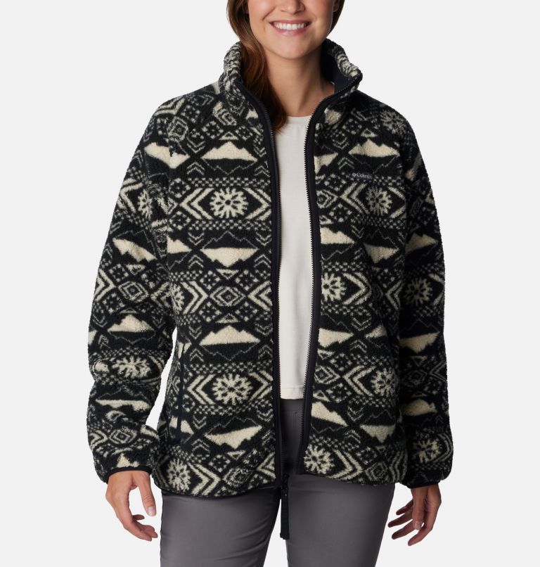 Thumbnail: Women's Winter Warmth Heavyweight Fleece Jacket, Color: Black Checkered Peaks Tonal, image 6