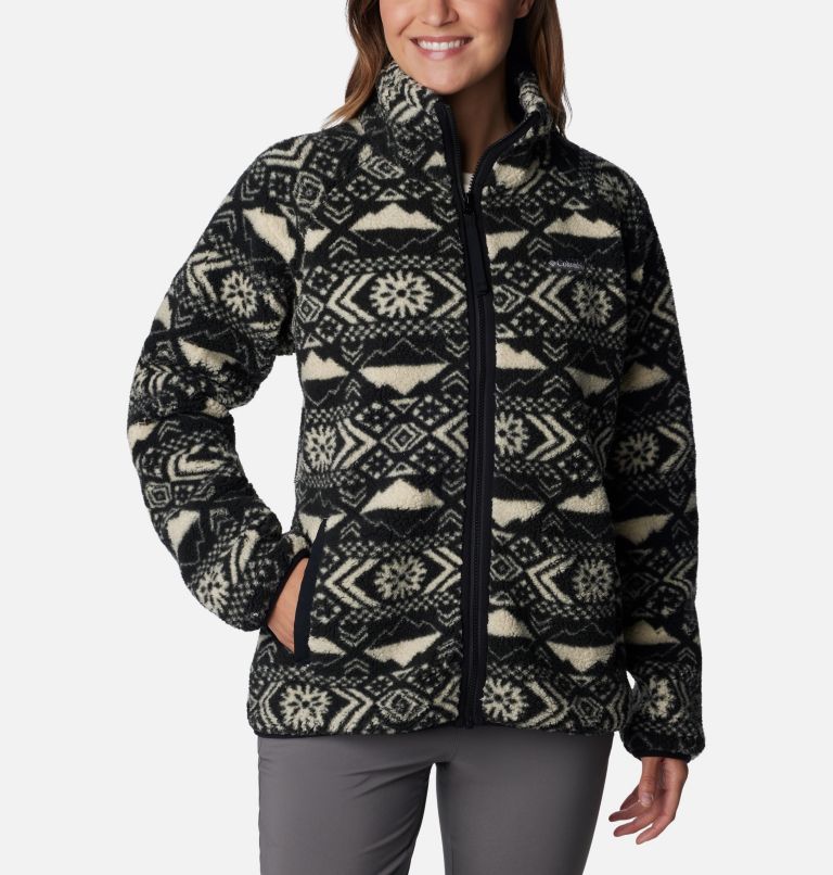 Thumbnail: Women's Winter Warmth Heavyweight Fleece Jacket, Color: Black Checkered Peaks Tonal, image 1