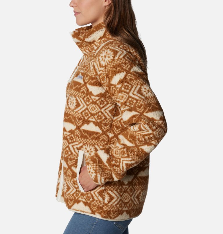 Women's Winter Warmth Heavyweight Fleece Jacket, Color: Chalk Checkered Peaks Tonal, image 3