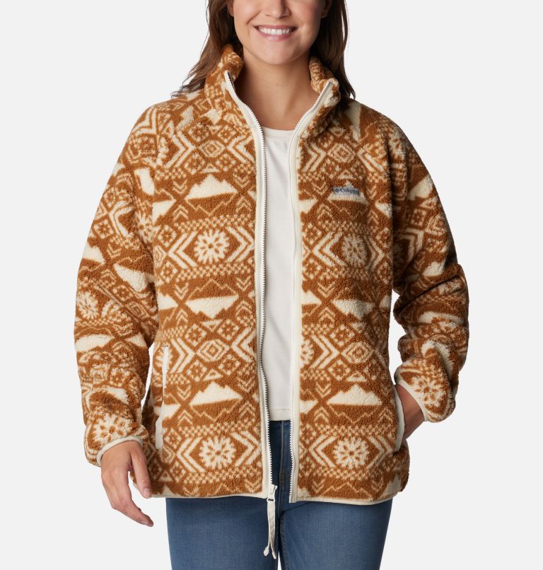 Thumbnail: Women's Winter Warmth Heavyweight Fleece Jacket, Color: Chalk Checkered Peaks Tonal, image 6