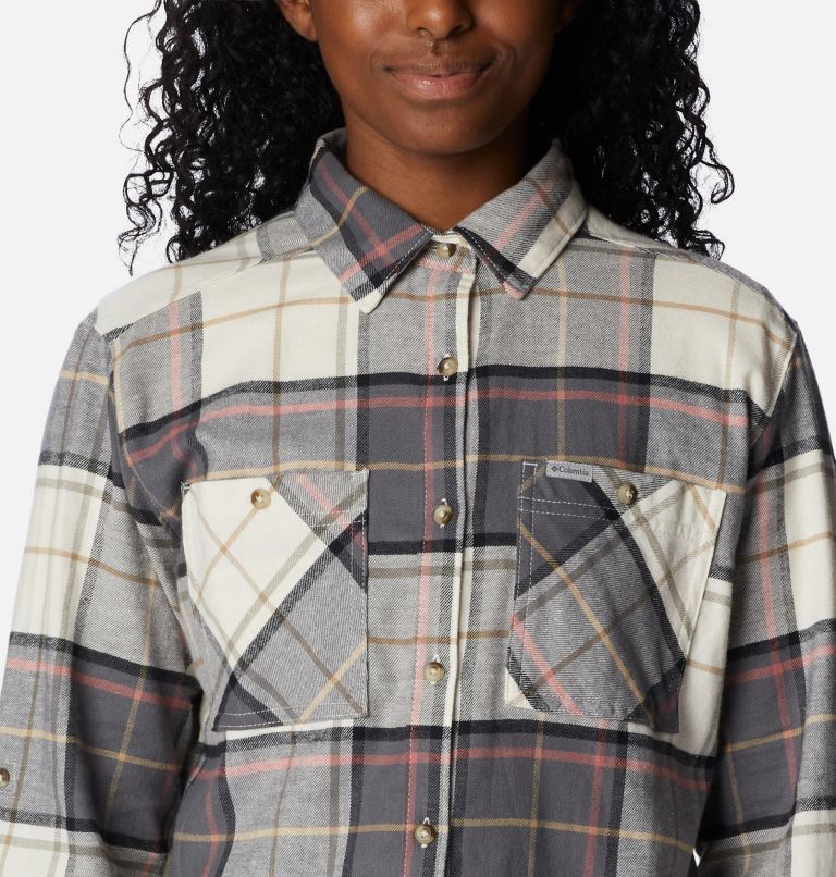 Women's Clay Hills Stretch Flannel Shirt, Color: Chalk Boyfriend Tartan, image 4