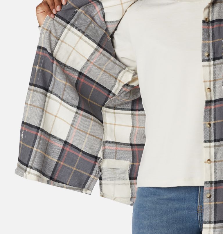 Women's Clay Hills Stretch Flannel Shirt, Color: Chalk Boyfriend Tartan, image 7