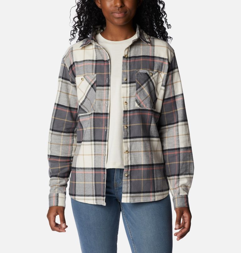 Thumbnail: Women's Clay Hills Stretch Flannel Shirt, Color: Chalk Boyfriend Tartan, image 8