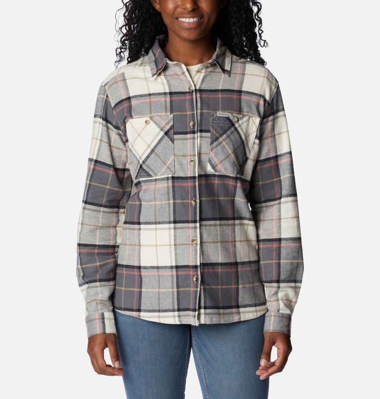 Thumbnail: Women's Clay Hills Stretch Flannel Shirt, Color: Chalk Boyfriend Tartan, image 1