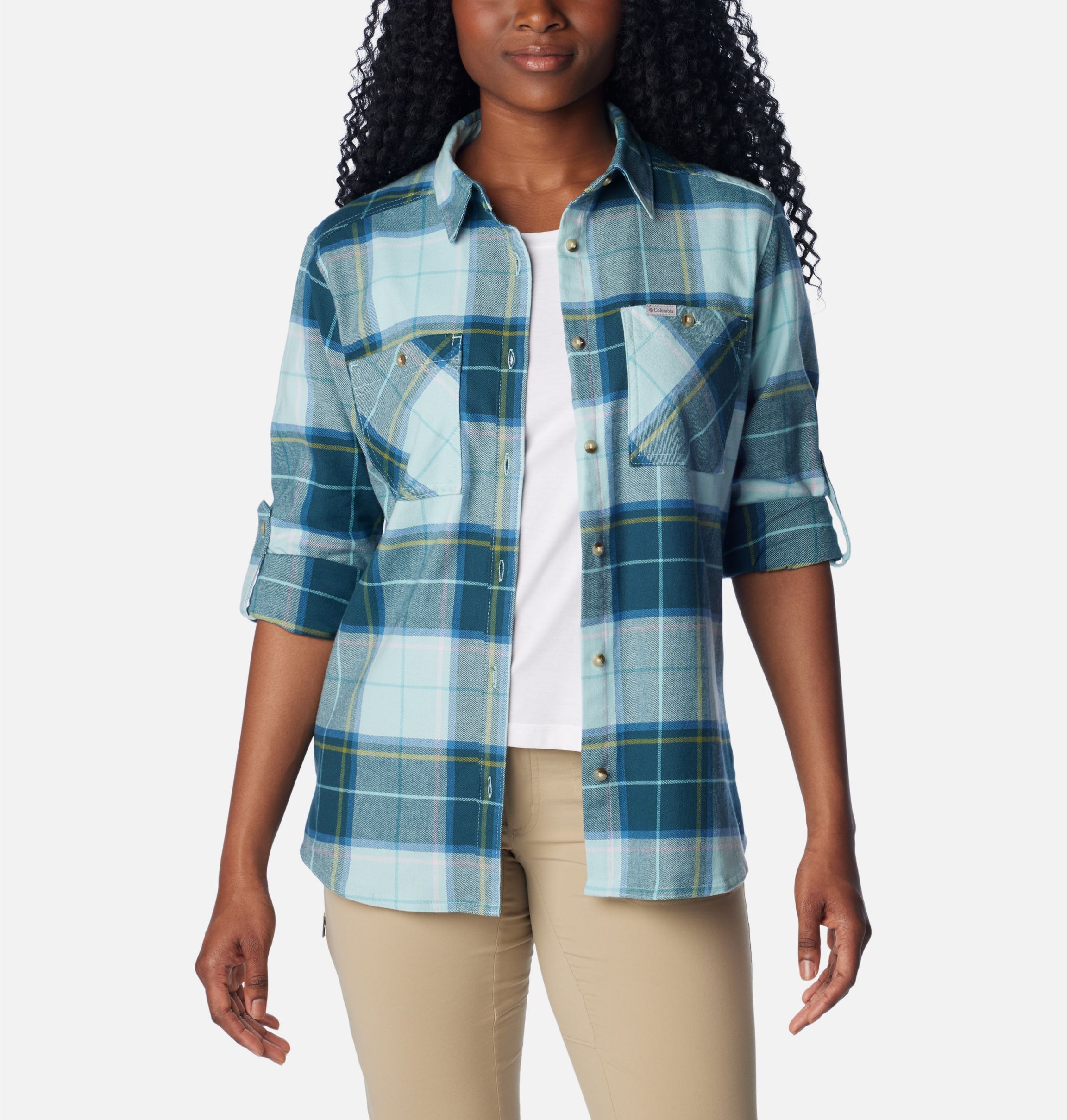 Columbia Women's Clay Hills Stretch Flannel Shirt - XS - White