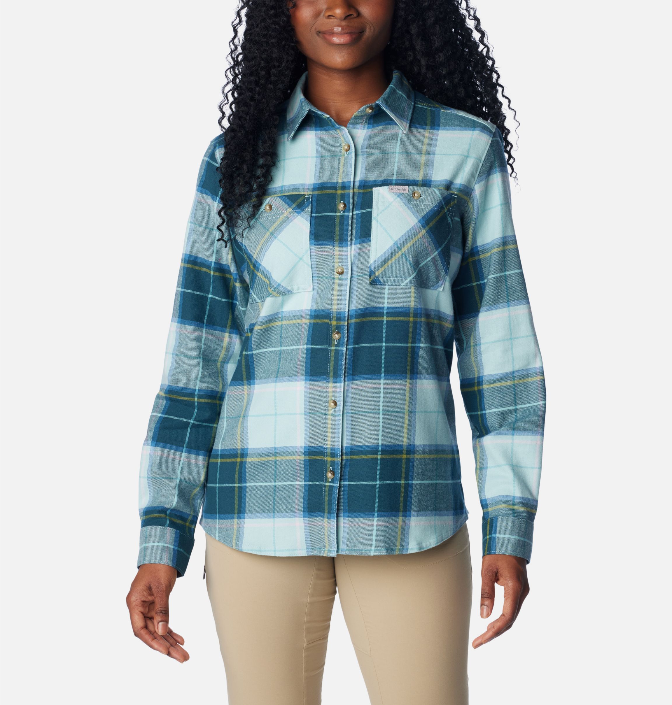 Columbia Women's Clay Hills Stretch Flannel Shirt - XS - White