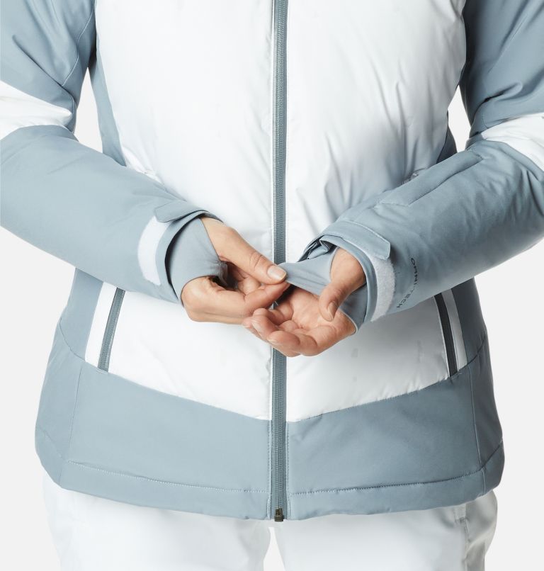 Women's Wild Card II Waterproof Hooded Ski Down Jacket, Color: White, Tradewinds Grey, image 13