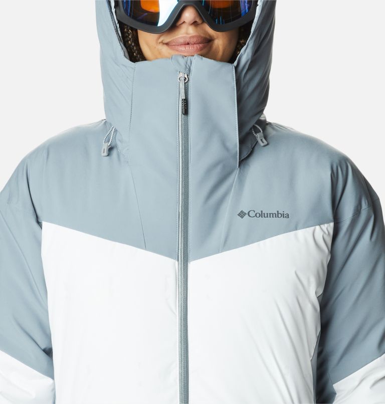 Veste de Ski en Duvet à Capuche Imperméable Wild Card II Femme, Color: White, Tradewinds Grey, image 4
