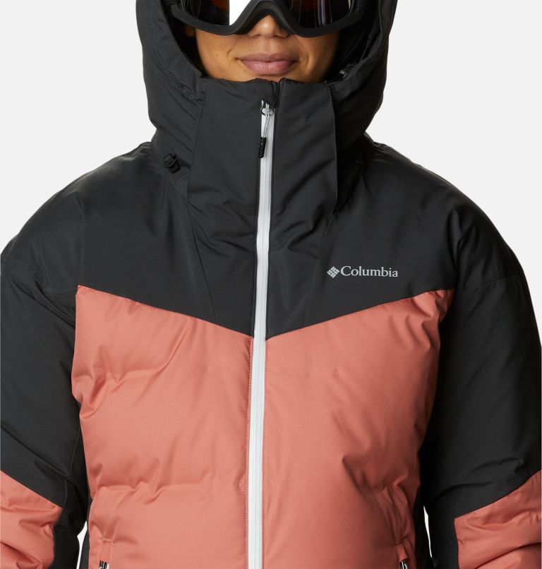 Women's Wild Card II Waterproof Hooded Ski Down Jacket, Color: Dark Coral, Shark, image 4