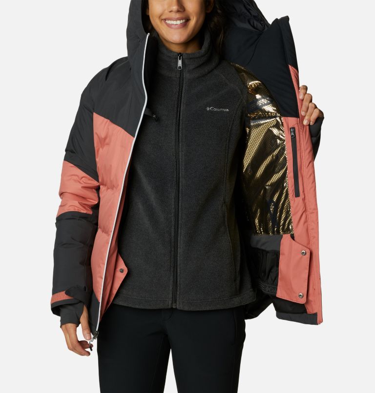 Women's Wild Card II Waterproof Hooded Ski Down Jacket, Color: Dark Coral, Shark, image 5