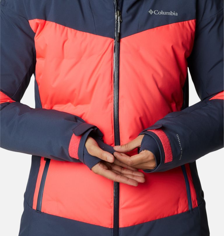 Women's Wild Card II Waterproof Hooded Ski Down Jacket, Color: Neon Sunrise, Nocturnal, image 13