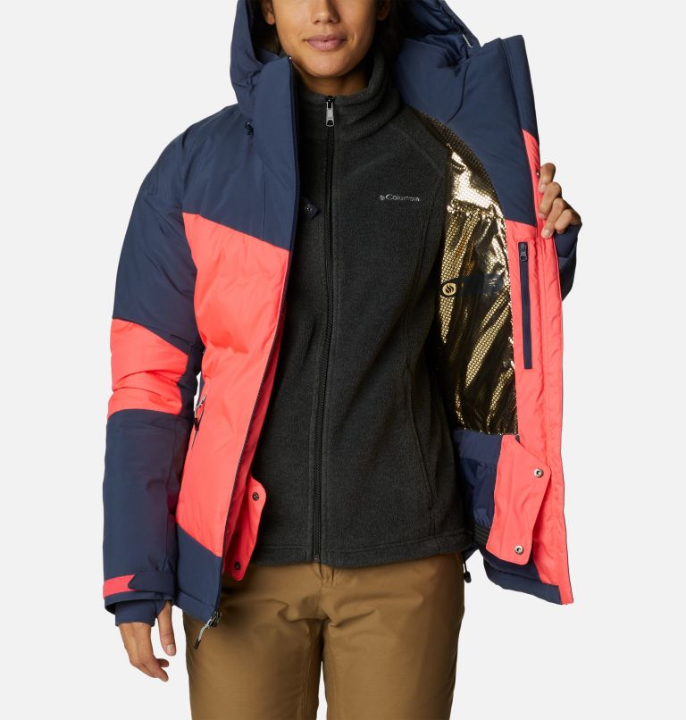 Thumbnail: Women's Wild Card II Waterproof Hooded Ski Down Jacket, Color: Neon Sunrise, Nocturnal, image 5