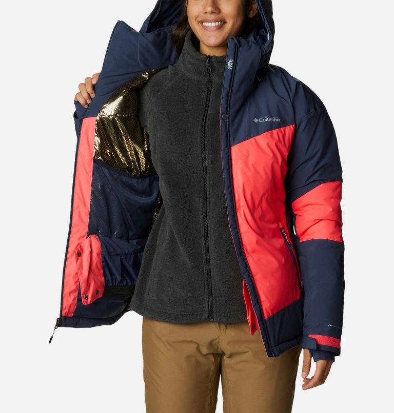Thumbnail: Women's Wild Card II Waterproof Hooded Ski Down Jacket, Color: Neon Sunrise, Nocturnal, image 6