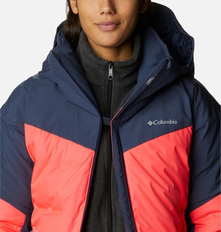 Women's Wild Card II Waterproof Hooded Ski Down Jacket, Color: Neon Sunrise, Nocturnal, image 11
