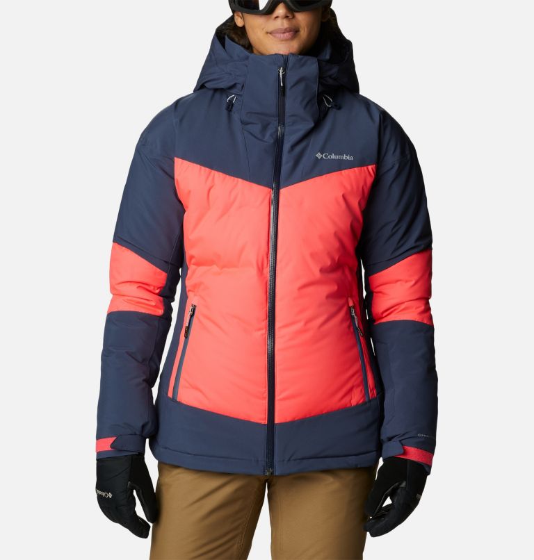 Women's Wild Card II Waterproof Hooded Ski Down Jacket, Color: Neon Sunrise, Nocturnal, image 1