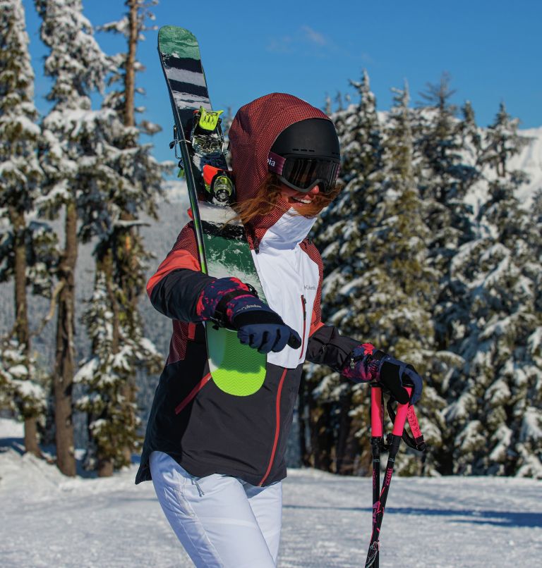 Thumbnail: Women's Snow Slab Blackdot Waterproof Ski Jacket, Color: White, Shark, Dark Coral, image 17