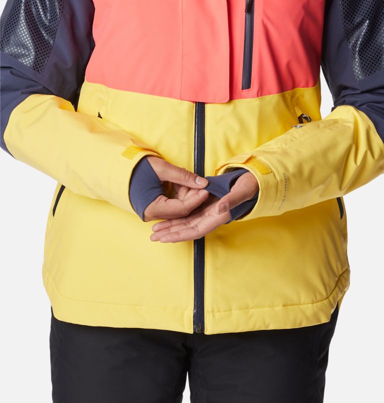 Women's Snow Slab Blackdot Waterproof Ski Jacket, Color: Neon Sunrise, Sun Glow, Nocturnal, image 12