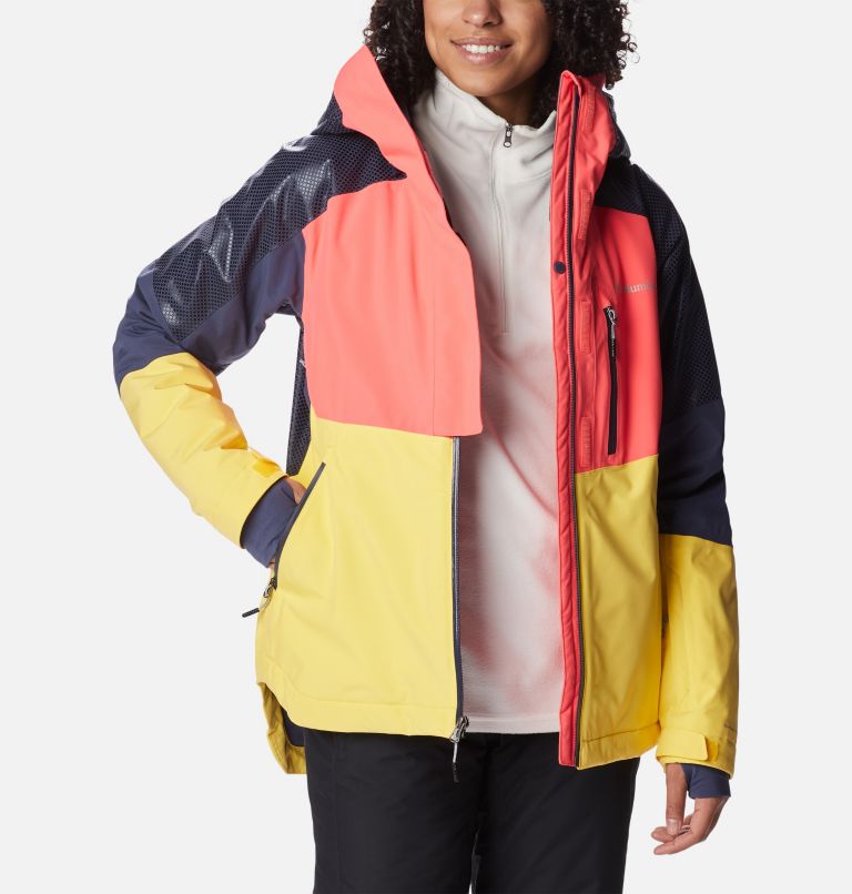 Women's Snow Slab Blackdot Waterproof Ski Jacket, Color: Neon Sunrise, Sun Glow, Nocturnal, image 14