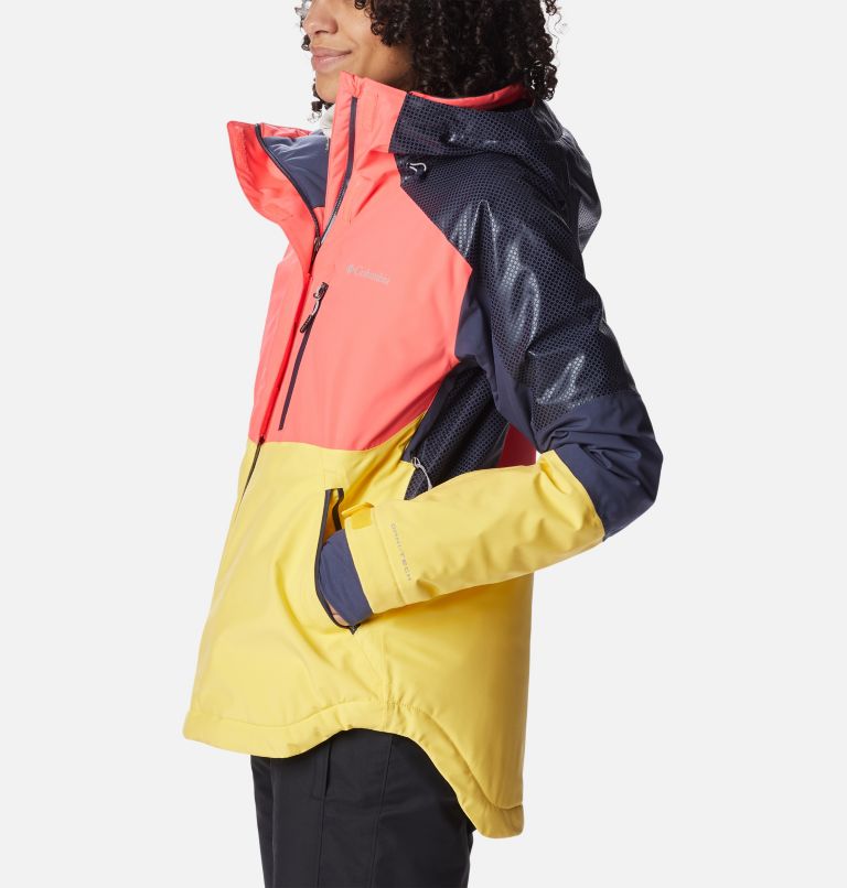 Women's Snow Slab Blackdot Waterproof Ski Jacket, Color: Neon Sunrise, Sun Glow, Nocturnal, image 3