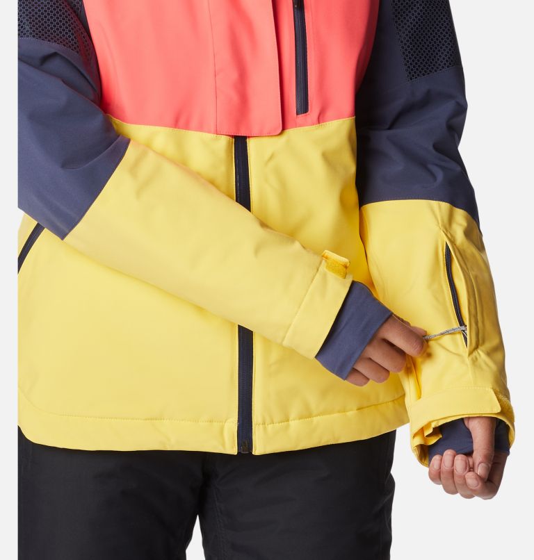 Women's Snow Slab Blackdot Waterproof Ski Jacket, Color: Neon Sunrise, Sun Glow, Nocturnal, image 11