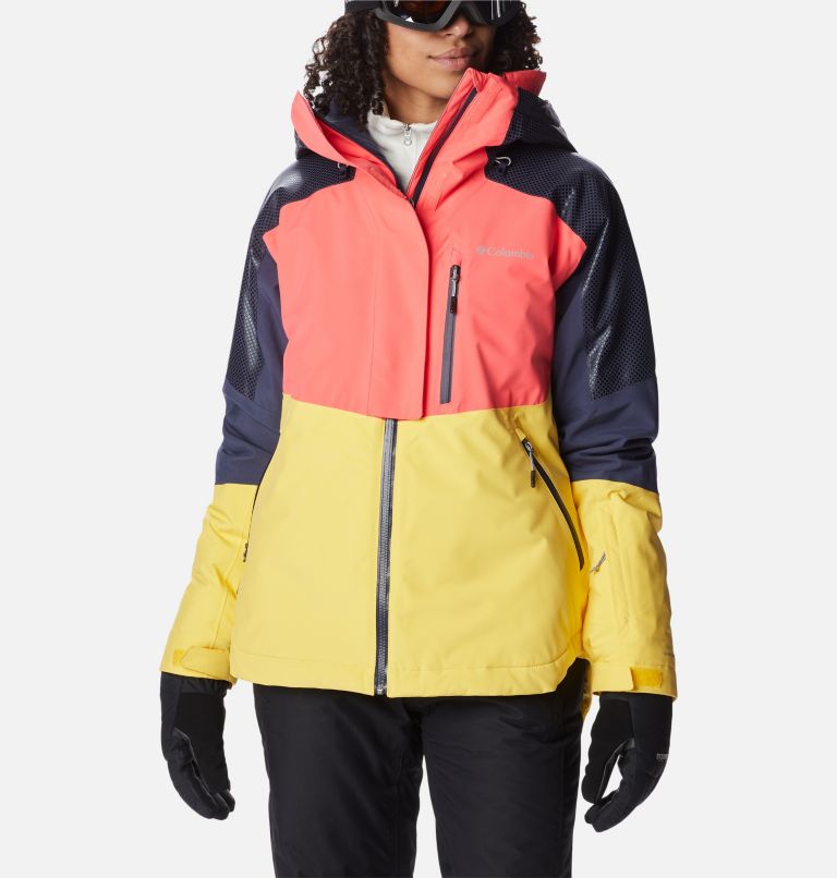 Women's Snow Slab Blackdot Waterproof Ski Jacket, Color: Neon Sunrise, Sun Glow, Nocturnal, image 1
