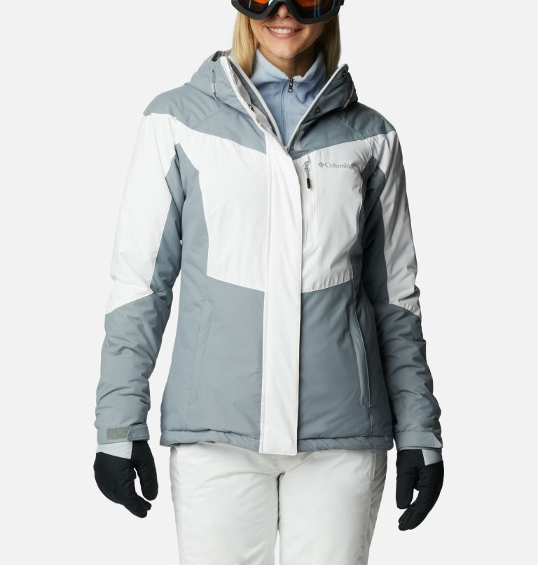 Women's Rosie Run Insulated Jacket, Color: White, Tradewinds Grey, image 1