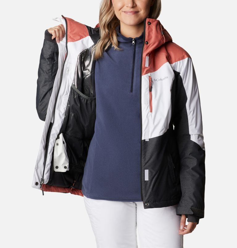 Women's Rosie Run Insulated Jacket, Color: White, Dk Coral Heather, Shark Heather, image 5