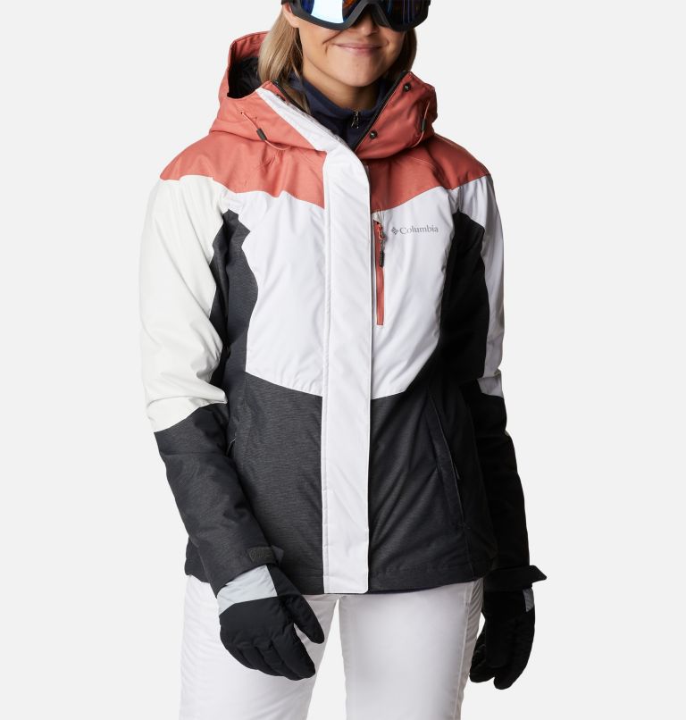 Thumbnail: Women's Rosie Run Insulated Jacket, Color: White, Dk Coral Heather, Shark Heather, image 1