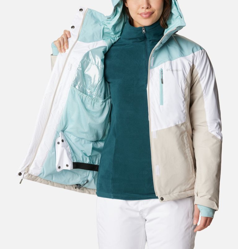 Thumbnail: Women's Rosie Run Insulated Jacket, Color: White, Aqua Haze, Dark Stone, image 5
