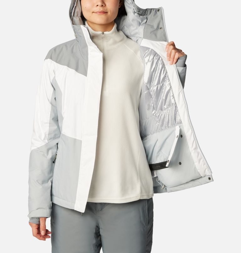 Thumbnail: Women's Rosie Run Insulated Jacket, Color: White, Tradewinds Grey, Cirrus Grey, image 6