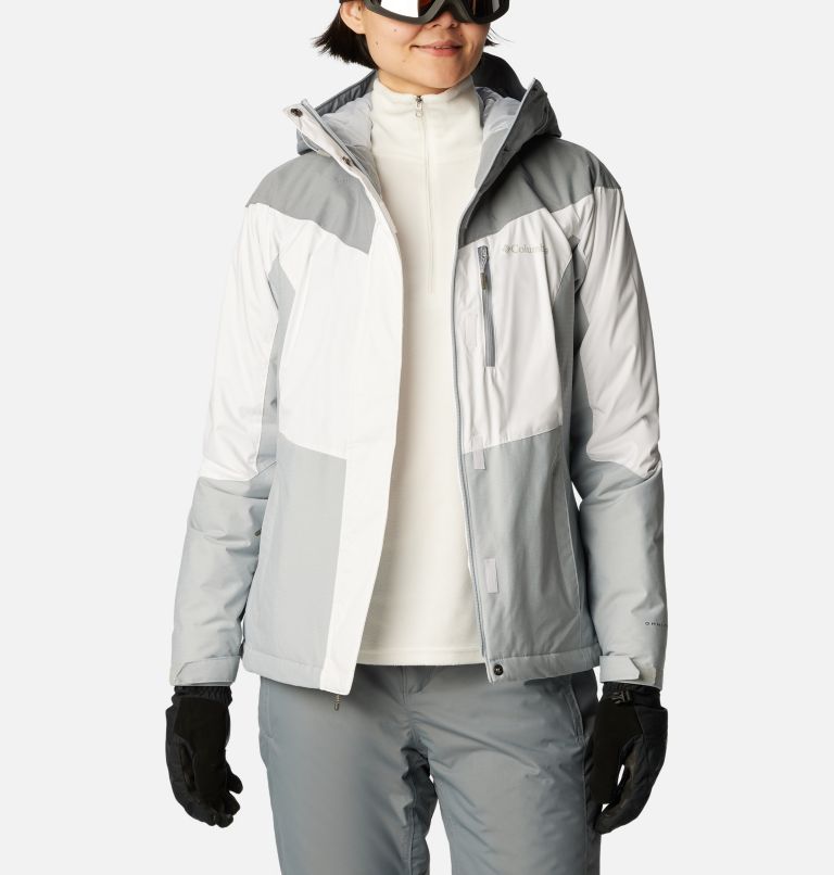 Thumbnail: Women's Rosie Run Insulated Jacket, Color: White, Tradewinds Grey, Cirrus Grey, image 9