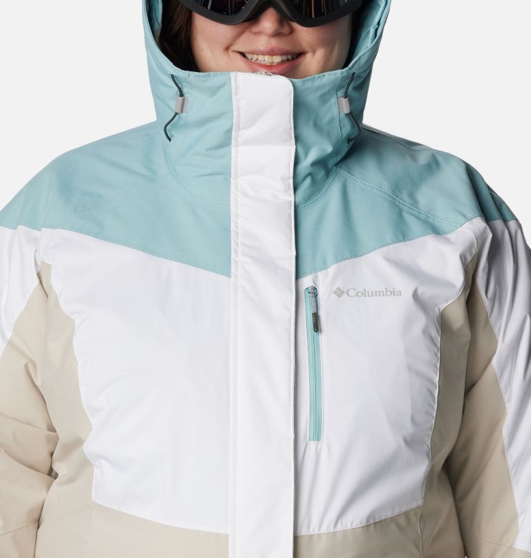 Thumbnail: Women's Rosie Run Insulated Jacket - Plus Size, Color: White, Aqua Haze, Dark Stone, image 4