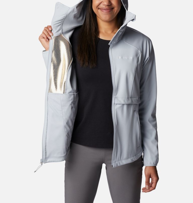 Chaqueta softshell con capucha Canyon Meadows para mujer, Color: Cirrus Grey, image 5
