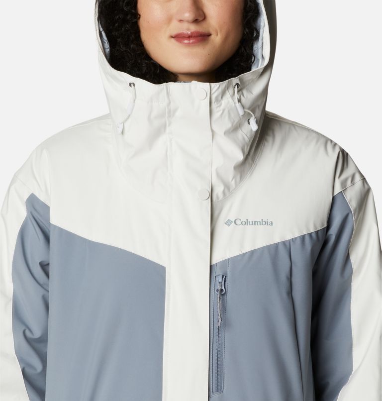 Women's Point Park Insulated Jacket, Color: White Sheen, Tradewinds Grey, image 4