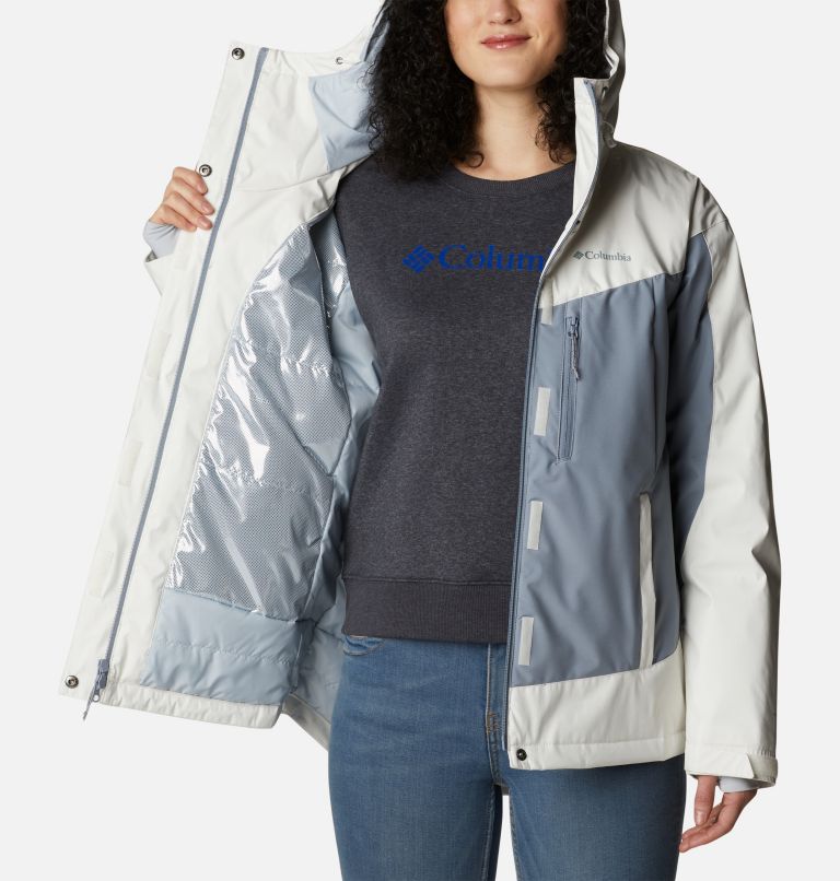 Women's Point Park Insulated Jacket, Color: White Sheen, Tradewinds Grey, image 5