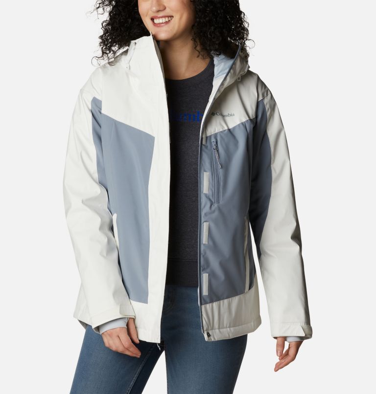Women's Point Park Insulated Jacket, Color: White Sheen, Tradewinds Grey, image 8