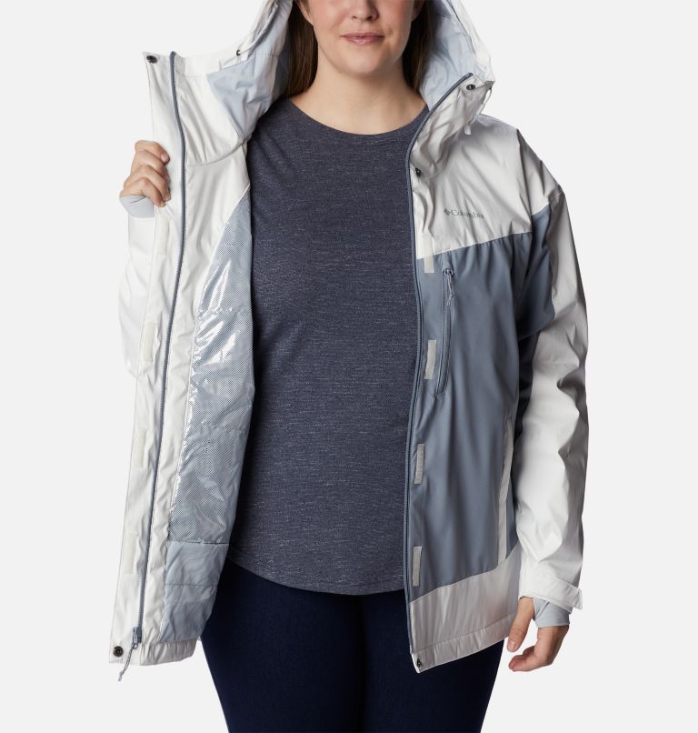 Thumbnail: Women's Point Park Insulated Jacket - Plus Size, Color: White Sheen, Tradewinds Grey, image 5