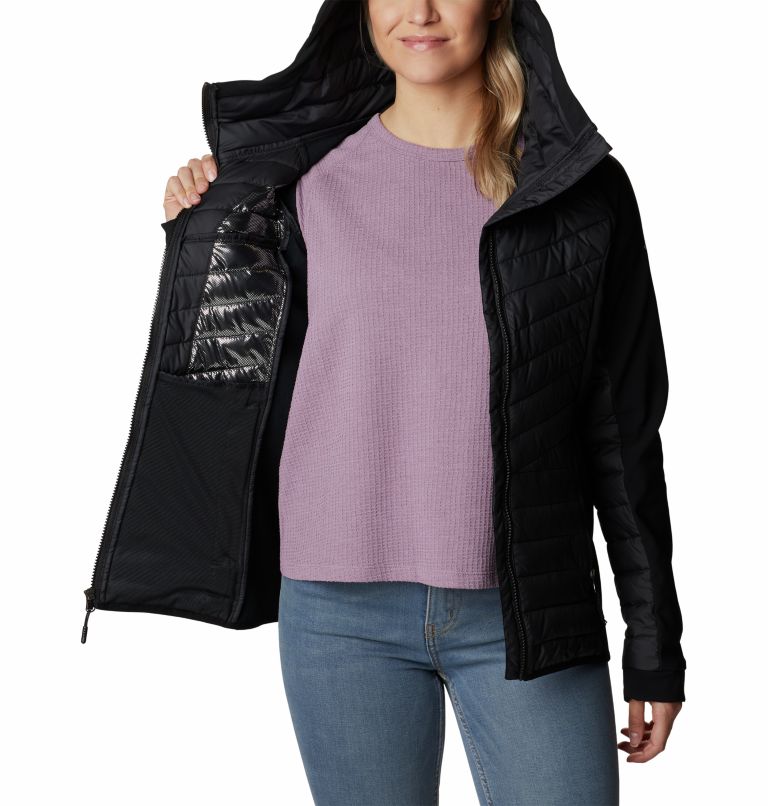 Women's Powder Lite Hybrid Hooded Jacket, Color: Black, image 5