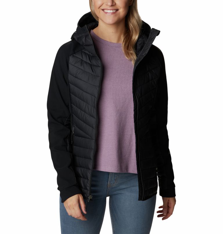Women's Powder Lite Hybrid Hooded Jacket, Color: Black, image 7