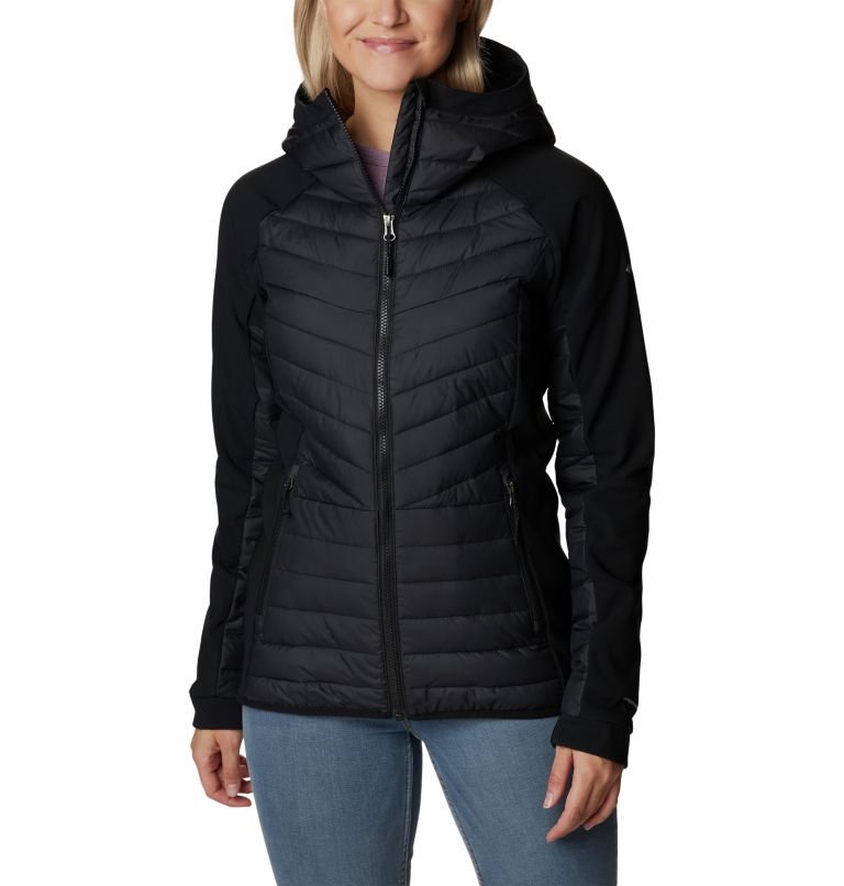 Thumbnail: Women's Powder Lite Insulated Hybrid Hooded Jacket, Color: Black, image 1