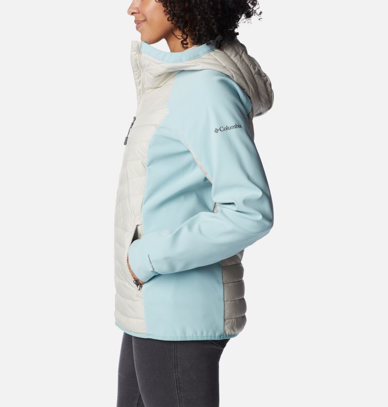 Thumbnail: Women's Powder Lite Hybrid Hooded Jacket, Color: Dark Stone, Aqua Haze, image 3