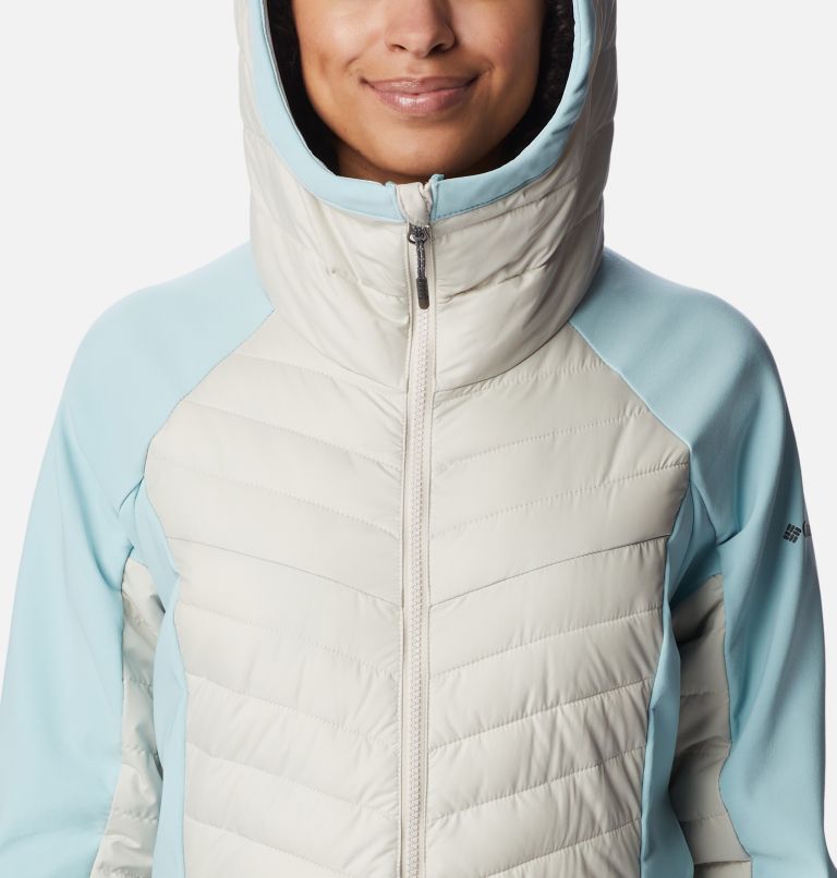 Thumbnail: Women's Powder Lite Hybrid Hooded Jacket, Color: Dark Stone, Aqua Haze, image 4