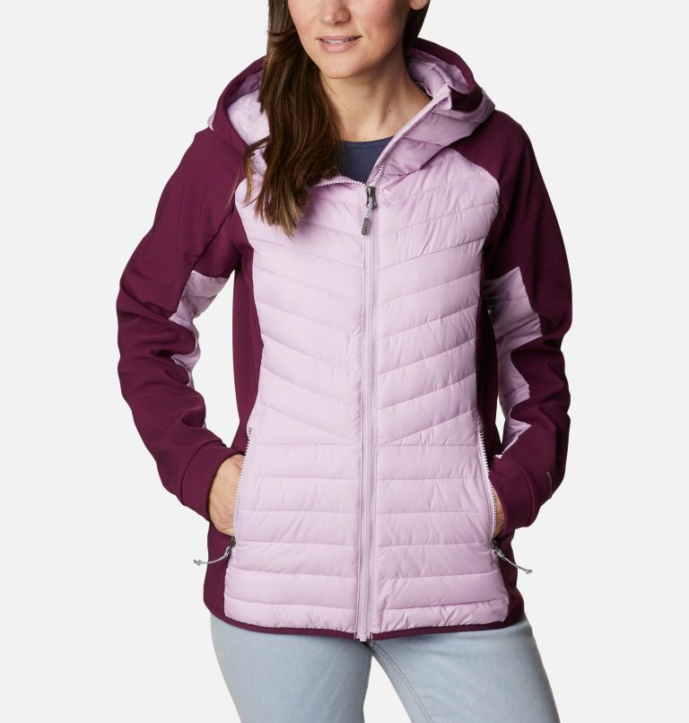 Thumbnail: Women's Powder Lite Hybrid Hooded Jacket, Color: Aura, Marionberry, image 1