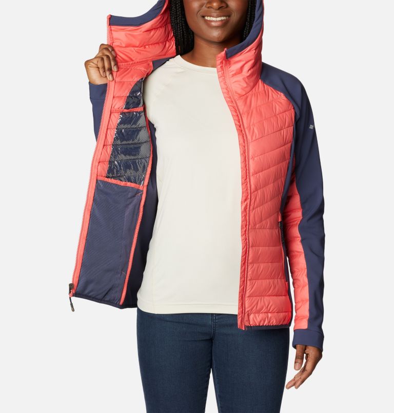 Women's Powder Lite Hybrid Hooded Jacket, Color: Blush Pink, Nocturnal, image 5