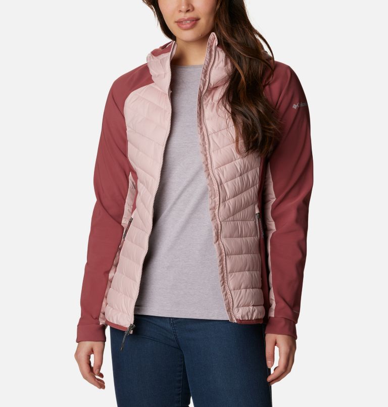 Thumbnail: Women's Powder Lite Insulated Hybrid Hooded Jacket, Color: Dusty Pink, Beetroot, image 7