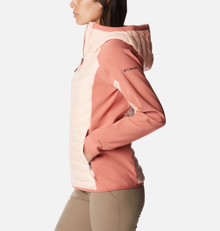 Powder Lite Hybrid Hooded Jacket | 890 | S, Color: Peach Blossom, Dark Coral, image 3