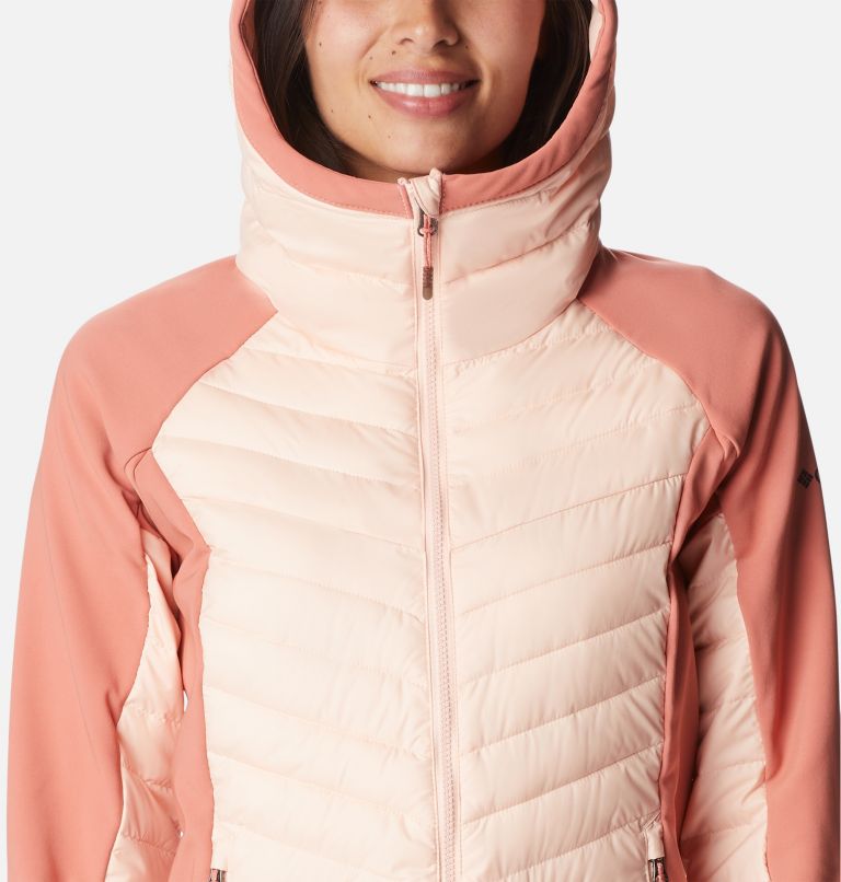 Women's Powder Lite Hybrid Hooded Jacket, Color: Peach Blossom, Dark Coral, image 4