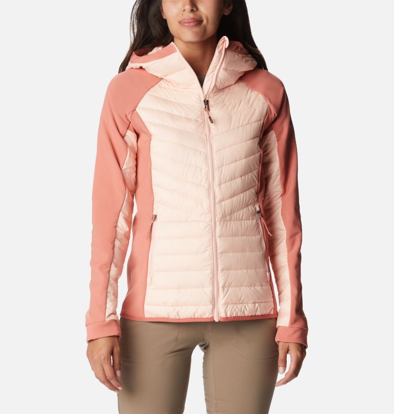 Powder Lite Hybrid Hooded Jacket | 890 | S, Color: Peach Blossom, Dark Coral, image 1