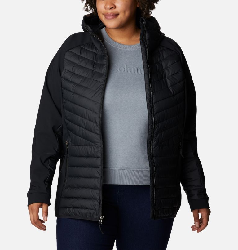 Thumbnail: Women's Powder Lite Hybrid Hooded Jacket - Plus Size, Color: Black, image 7